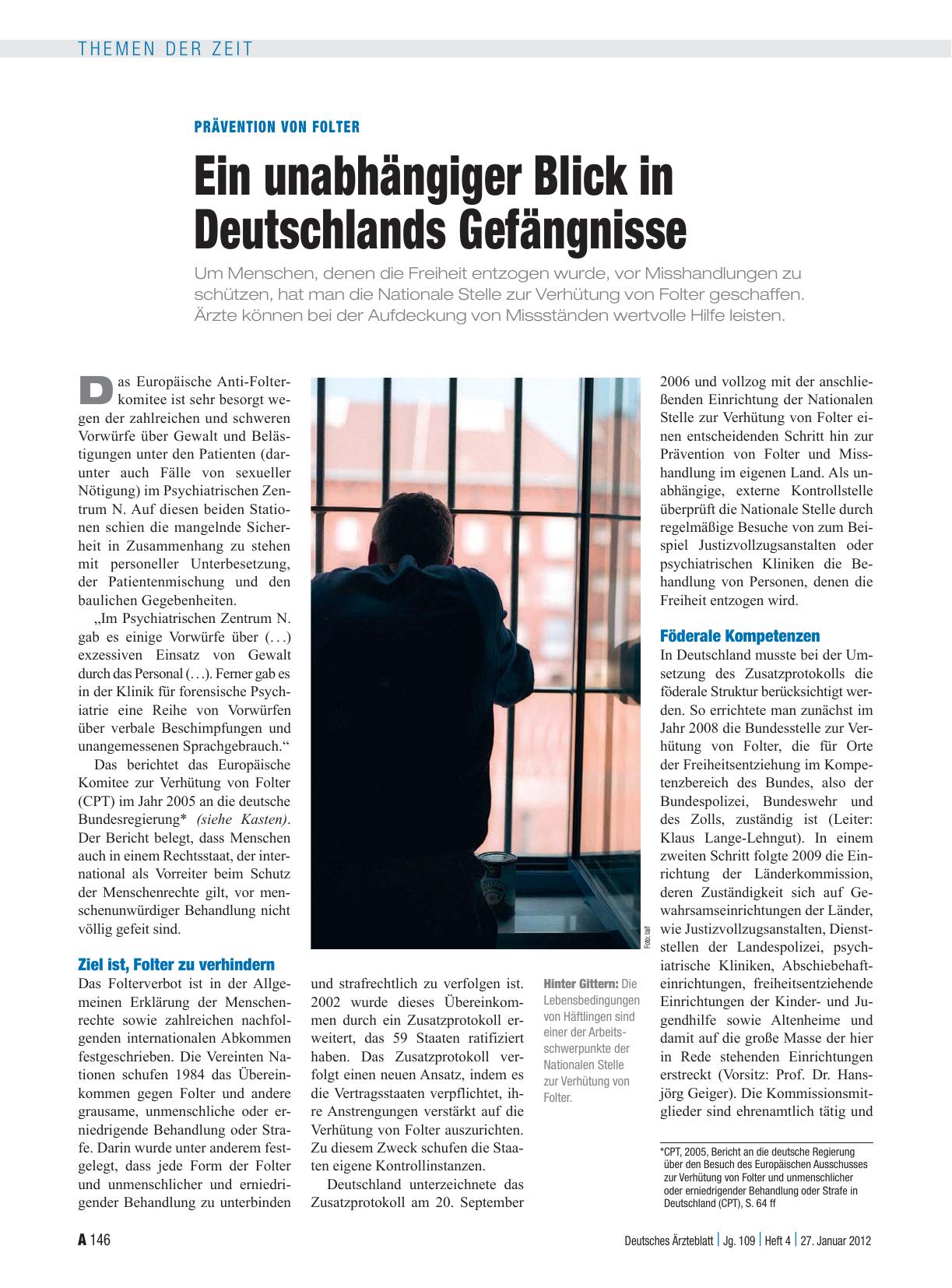 Vorschauseite 1: Prävention von Folter: Ein unabhängiger Blick in Deutschlands Gefängnisse