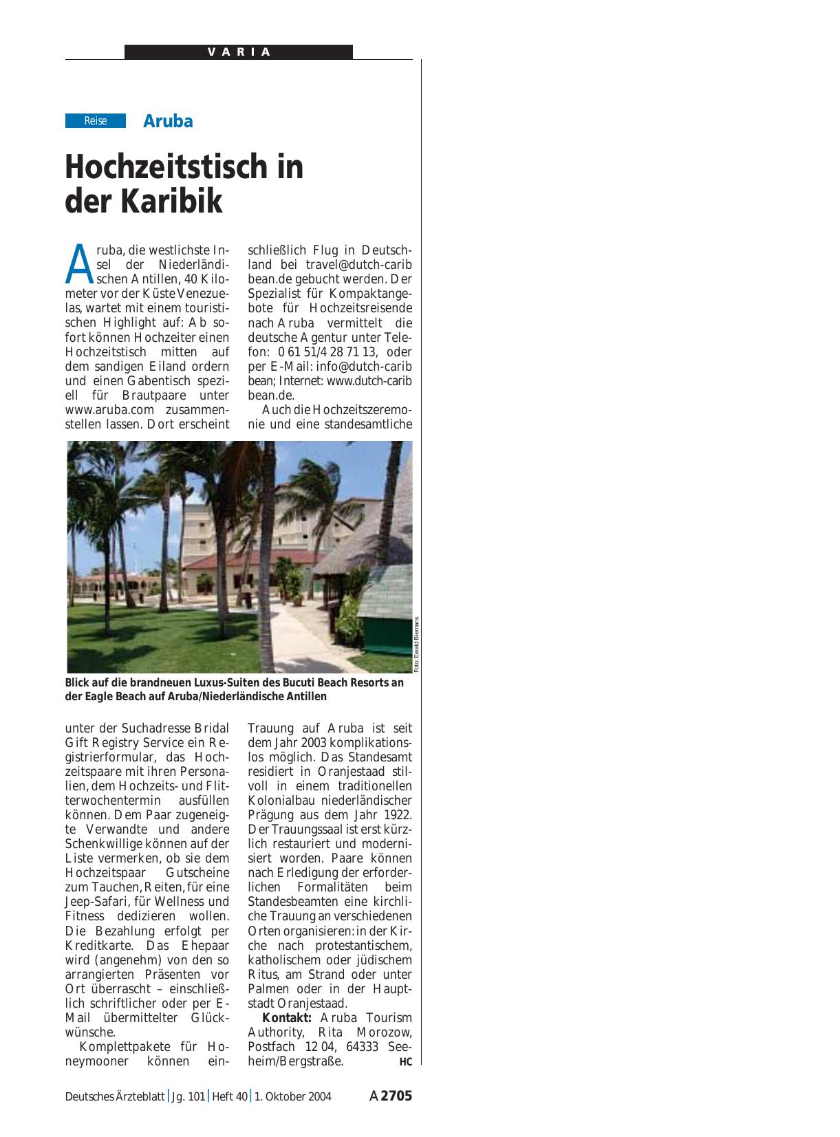Vorschauseite 1: Aruba: Hochzeitstisch in der Karibik
