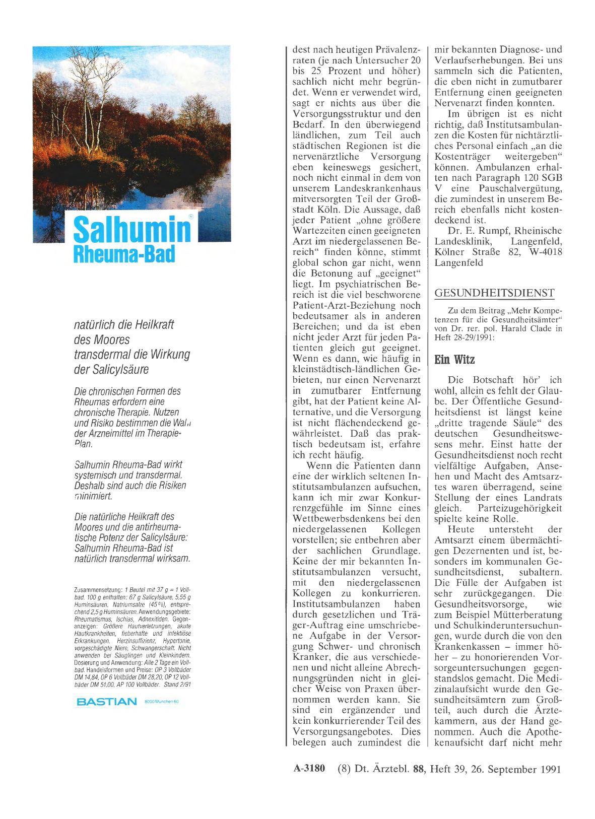 Vorschauseite 1: GESUNDHEITSDIENST: Ein Witz
