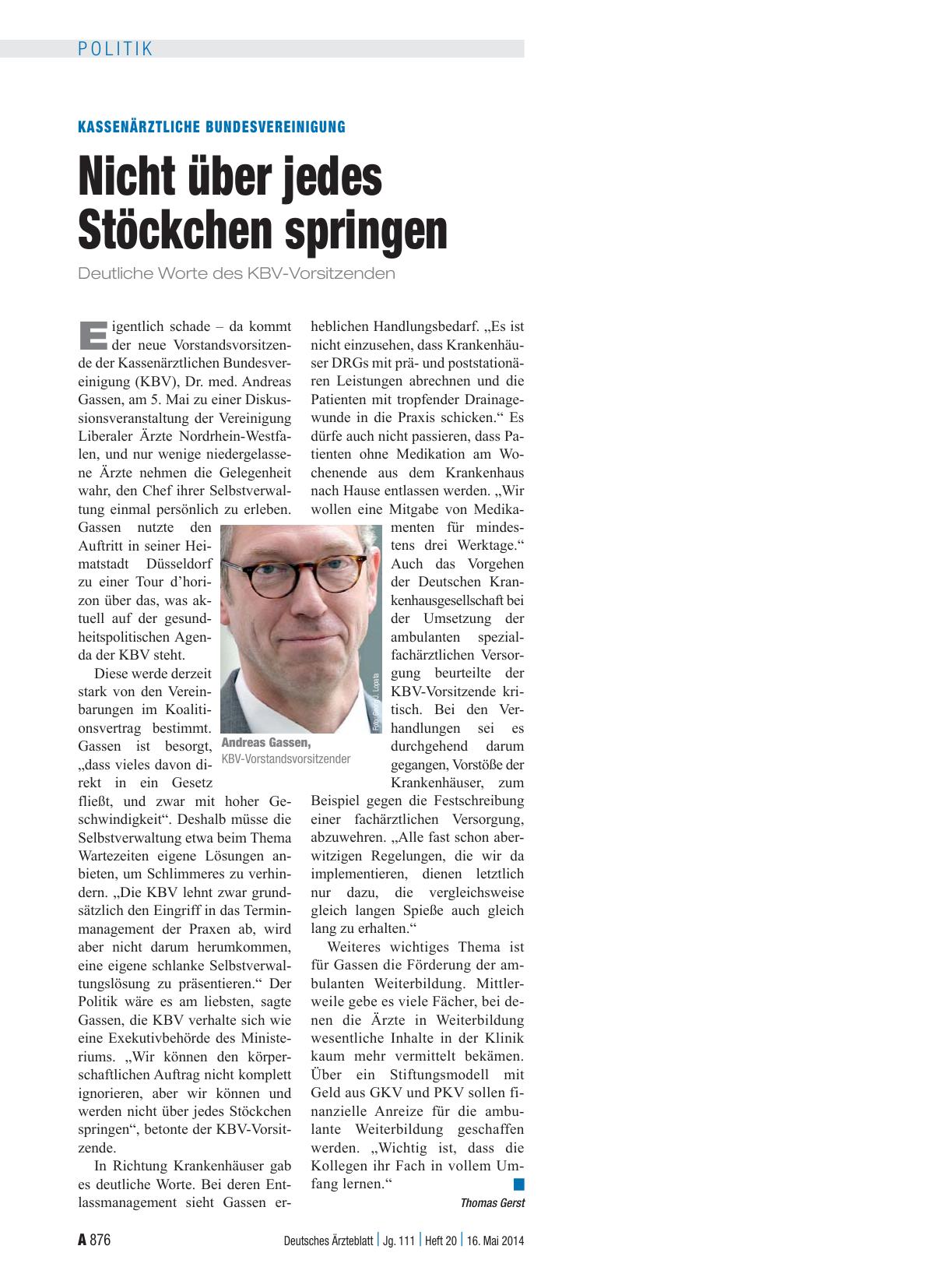 Vorschauseite 1: Kassenärztliche Bundesvereinigung: Nicht über jedes Stöckchen springen