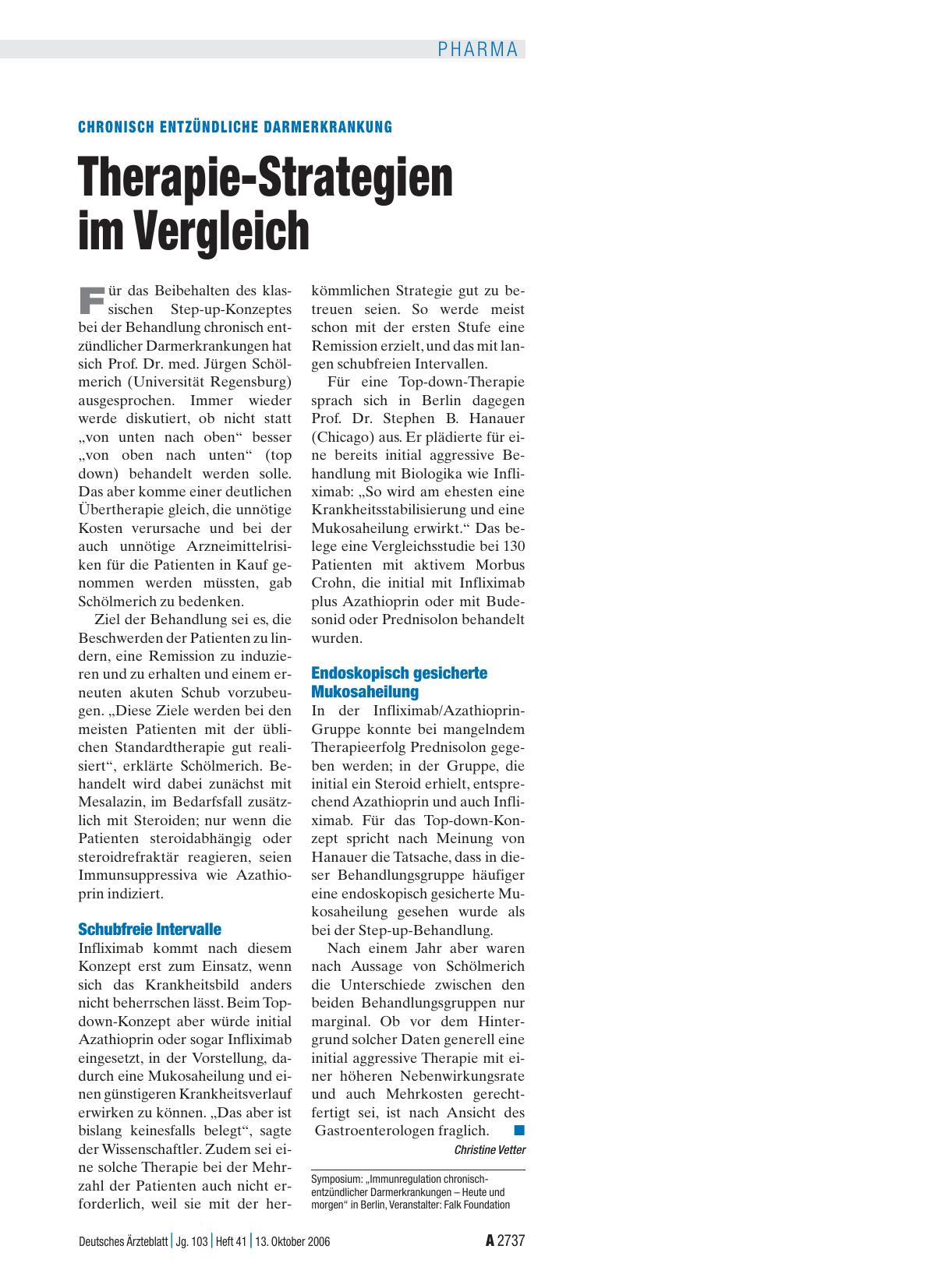 Vorschauseite 1: Chronisch entzündliche Darmerkrankung: Therapie-Strategien im Vergleich