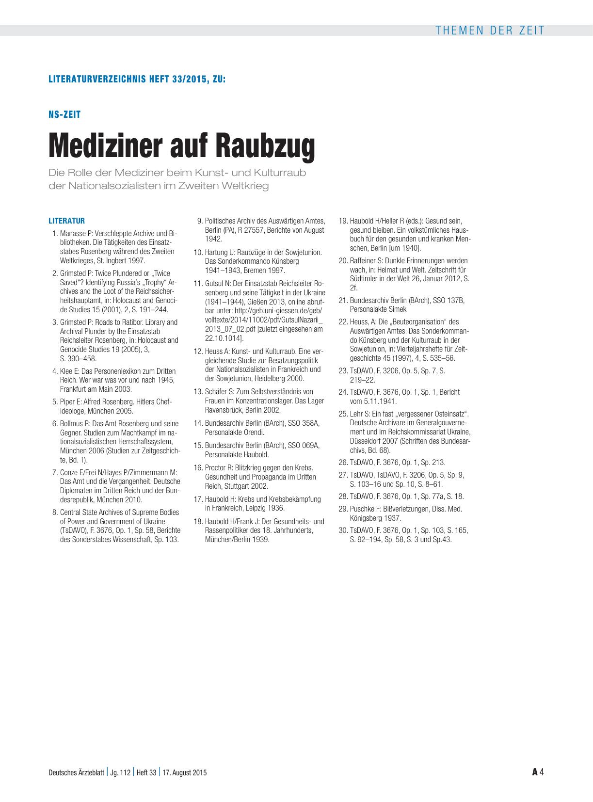 Vorschauseite 4: Zweiter Weltkrieg: Mediziner auf Raubzug