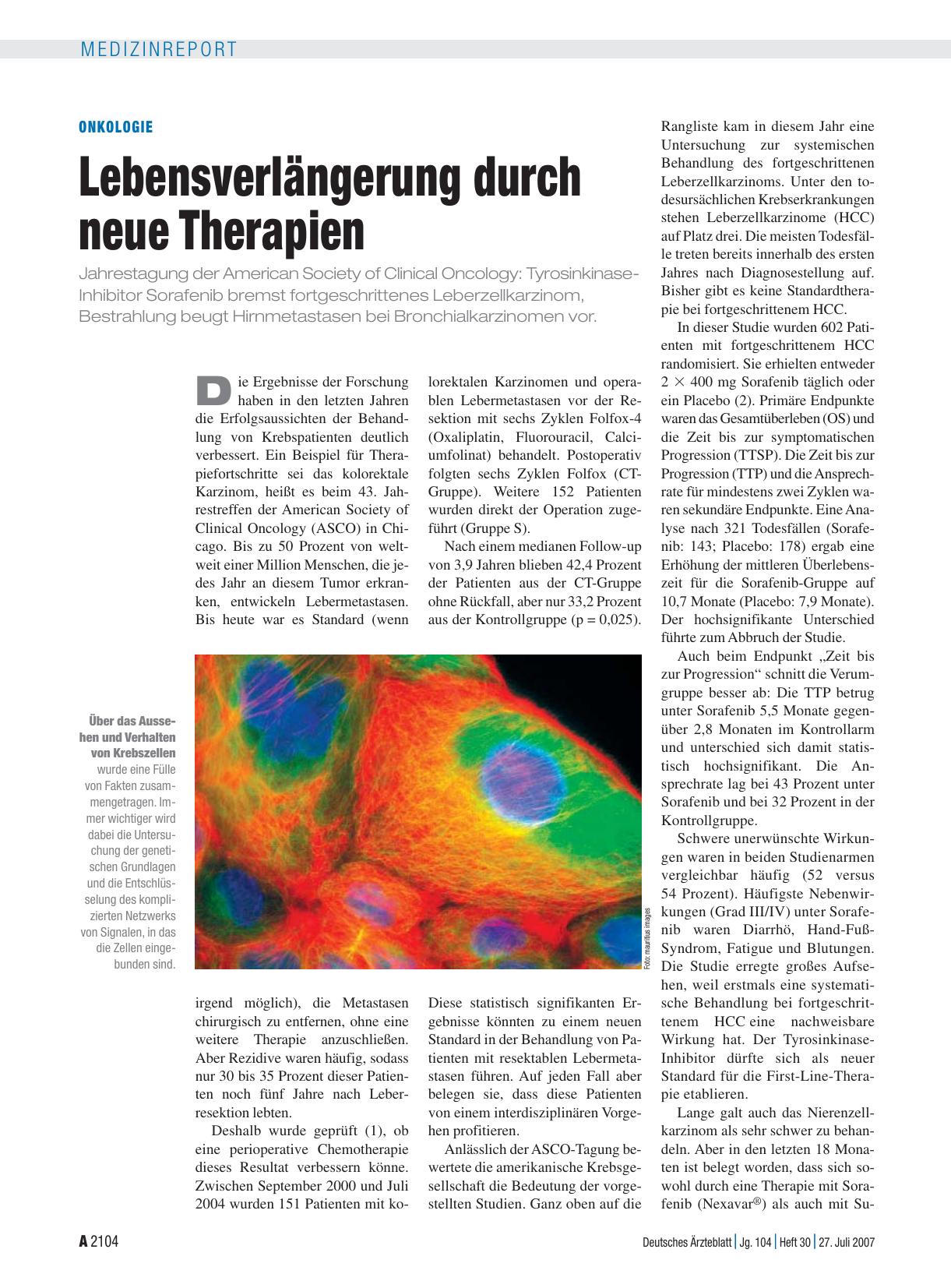 Vorschauseite 1: Onkologie: Lebensverlängerung durch neue Therapien