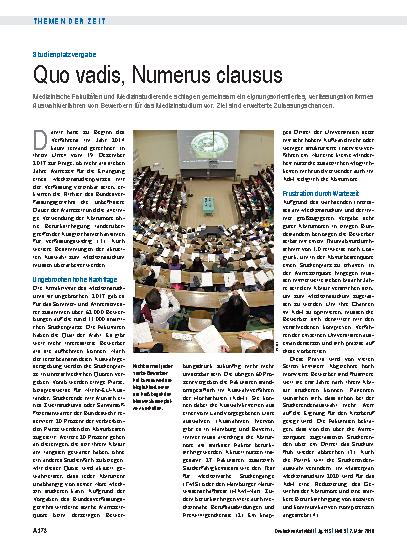 Vorschauseite 1: Studienplatzvergabe: Quo vadis, Numerus clausus