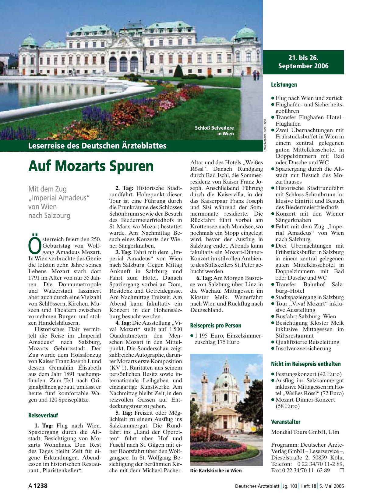 Vorschauseite 1: Auf Mozarts Spuren: Mit dem Zug „Imperial Amadeus“ von Wien nach Salzburg