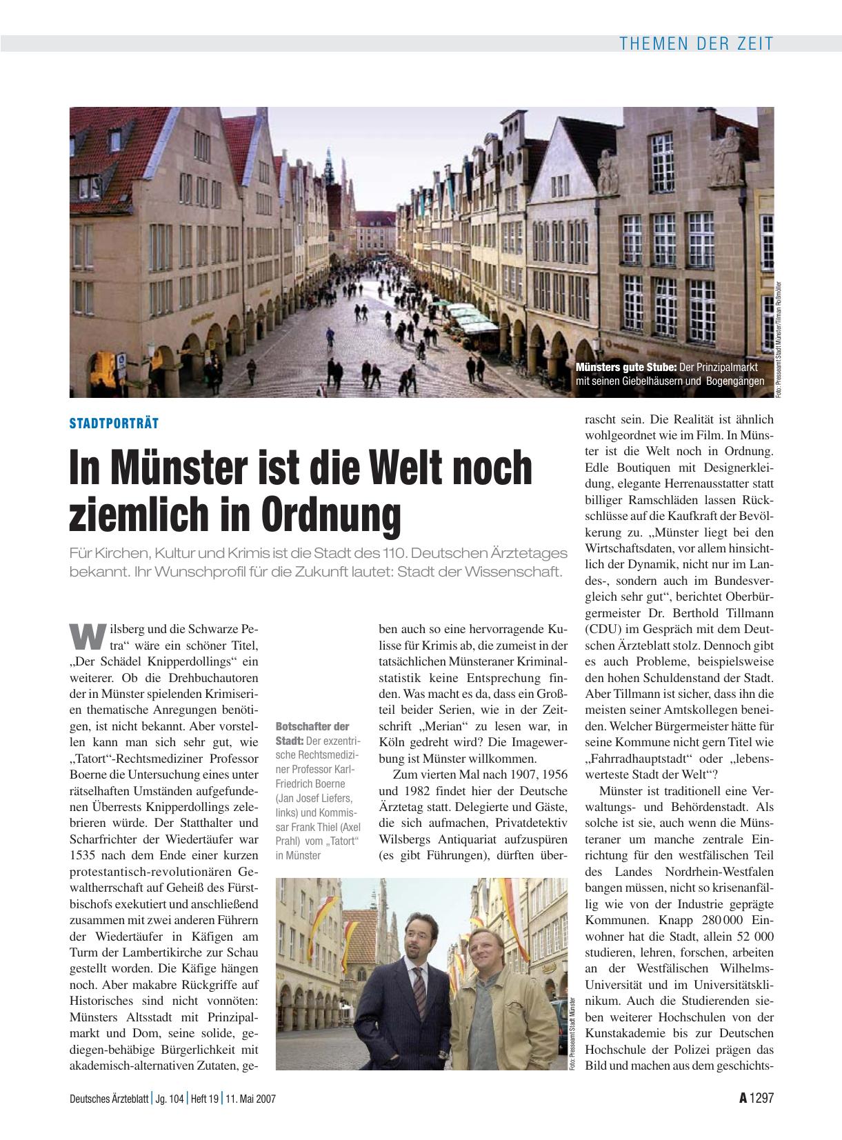 Vorschauseite 1: Stadtporträt: In Münster ist die Welt noch ziemlich in Ordnung