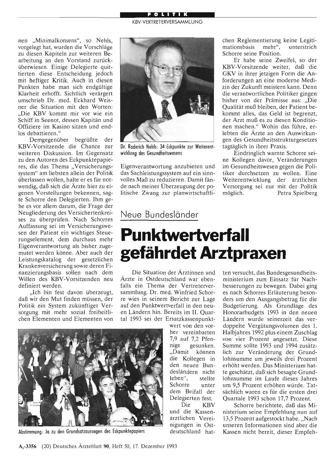 Vorschauseite 1: Neue Bundesländer Punktwertverfall gefährdet Arztpraxen