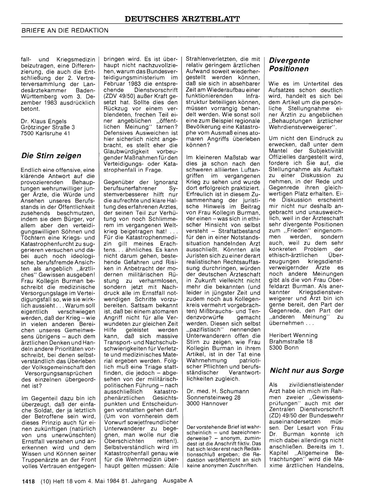 Vorschauseite 1: KRIEGSCHIRURGIE: Die Stirn zeigen