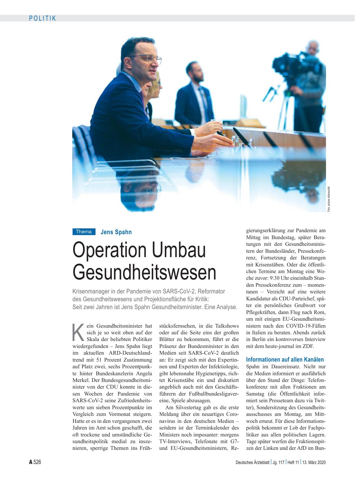 Vorschauseite 1: Jens Spahn: Operation Umbau Gesundheitswesen