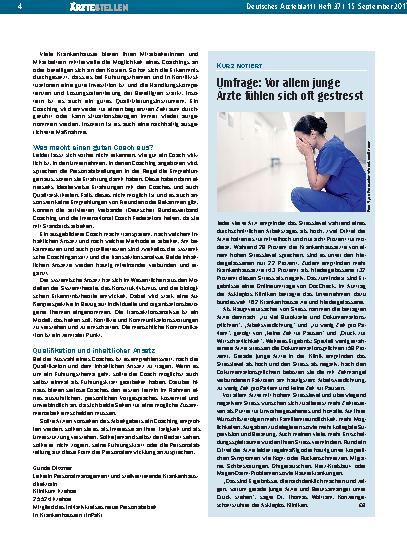 Vorschauseite 1: Umfrage: Vor allem junge Ärzte fühlen sich oft gestresst