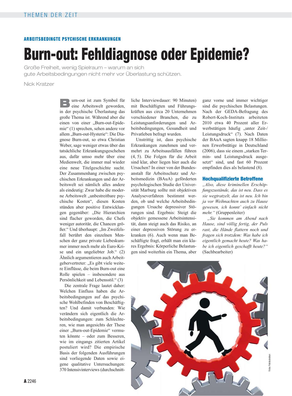 Vorschauseite 1: Arbeitsbedingte psychische Erkrankungen: Burn-out – Fehldiagnose oder Epidemie?