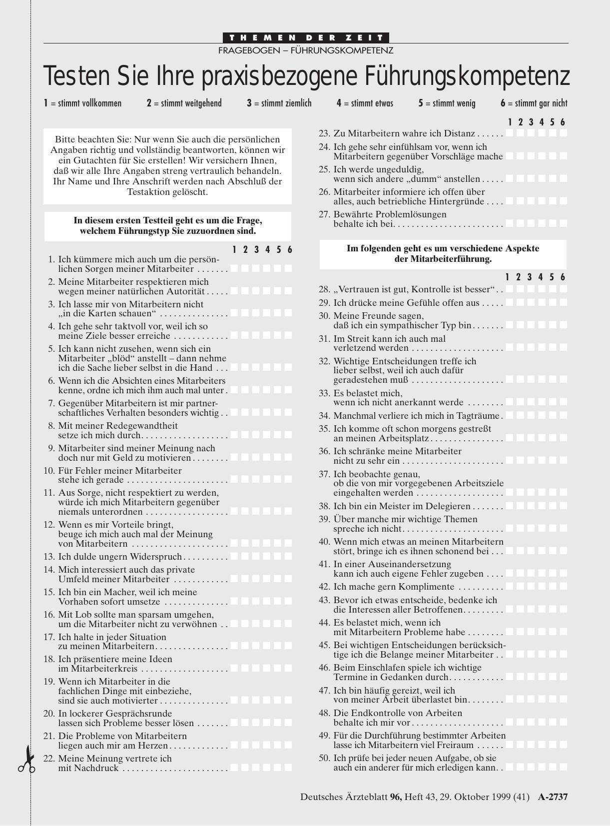 Vorschauseite 1: Fragebogen - Führungskompetenz: Testen Sie Ihre praxisbezogene Führungskompetenz