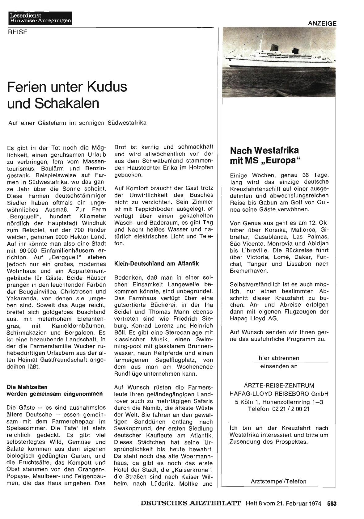Vorschauseite 1: Ferien unter Kudus und Schakalen
