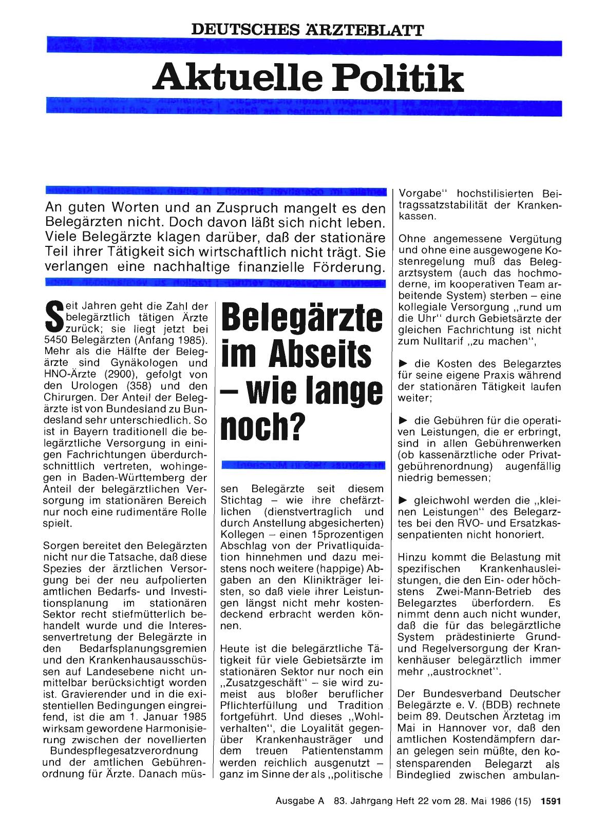 Vorschauseite 1: Belegärzte im Abseits – wie lange noch?