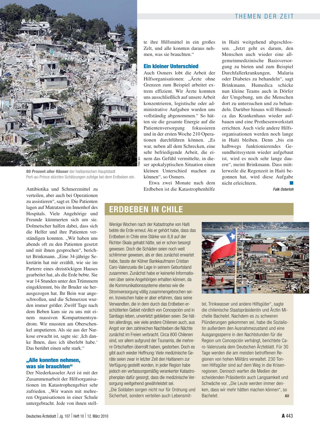 Vorschauseite 1: Erdbeben in Chile