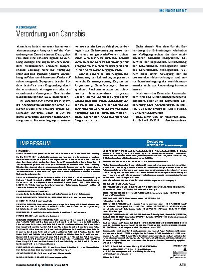 Vorschauseite 1: Rechtsreport: Verordnung von Cannabis