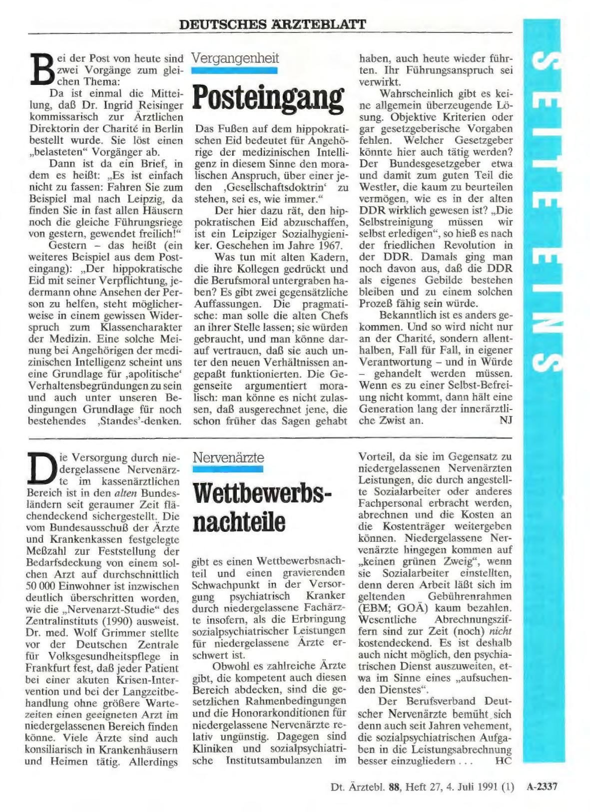 Vorschauseite 1: Vergangenheit: Posteingang