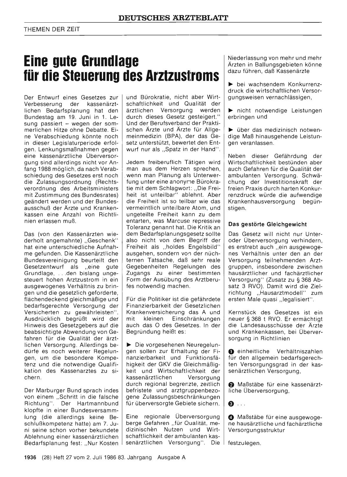 Vorschauseite 1: Eine gute Grundlage lür die Steuerung des Arztzustroms