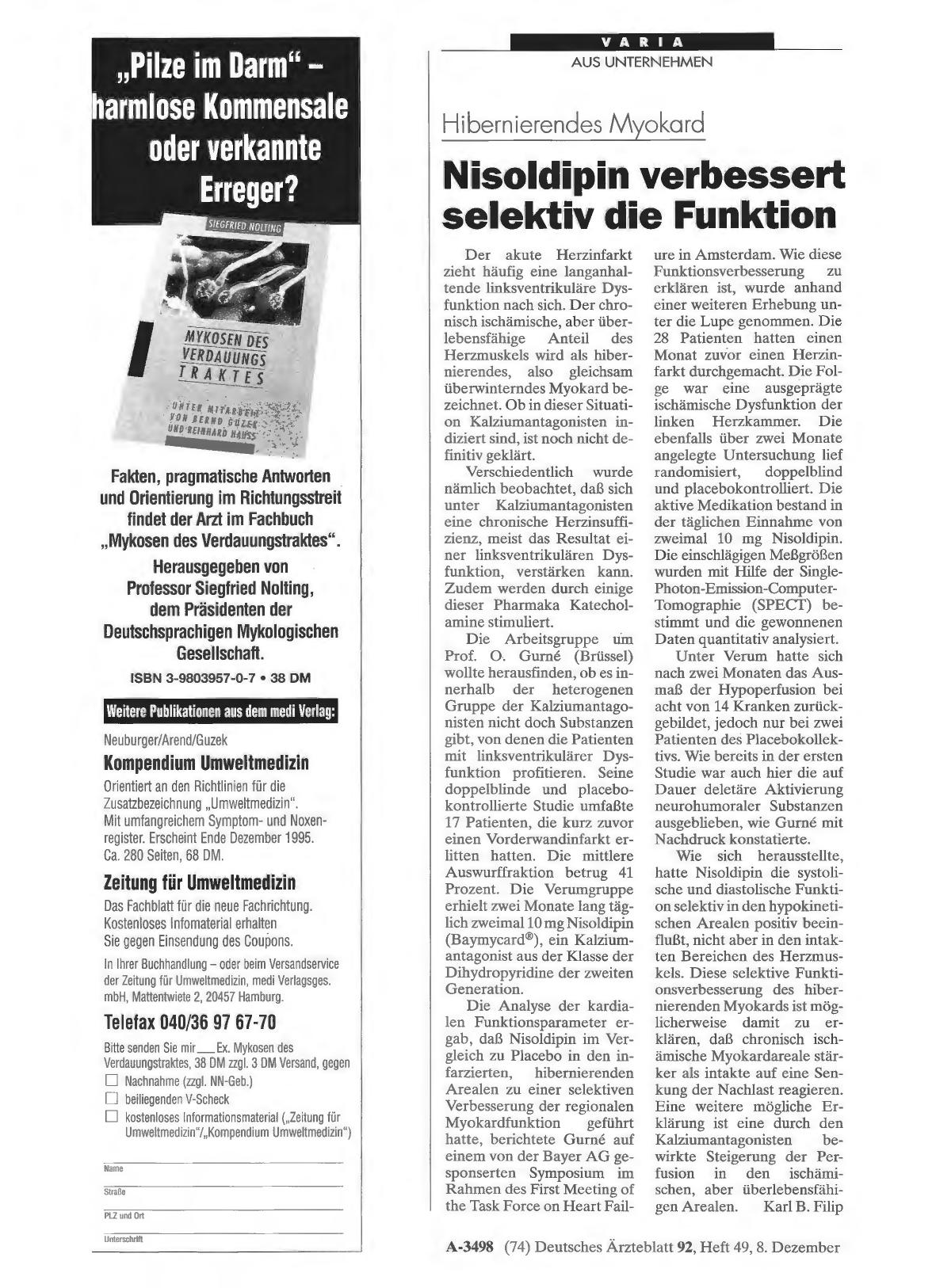 Vorschauseite 1: Hibernierendes Myokard Nisoldipin verbessert selektiv die Funktion