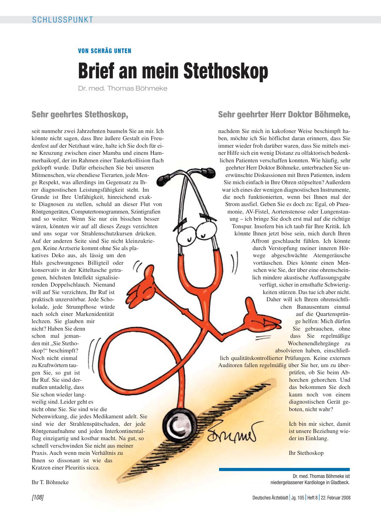 Vorschauseite 1: Von schräg unten: Brief an mein Stethoskop