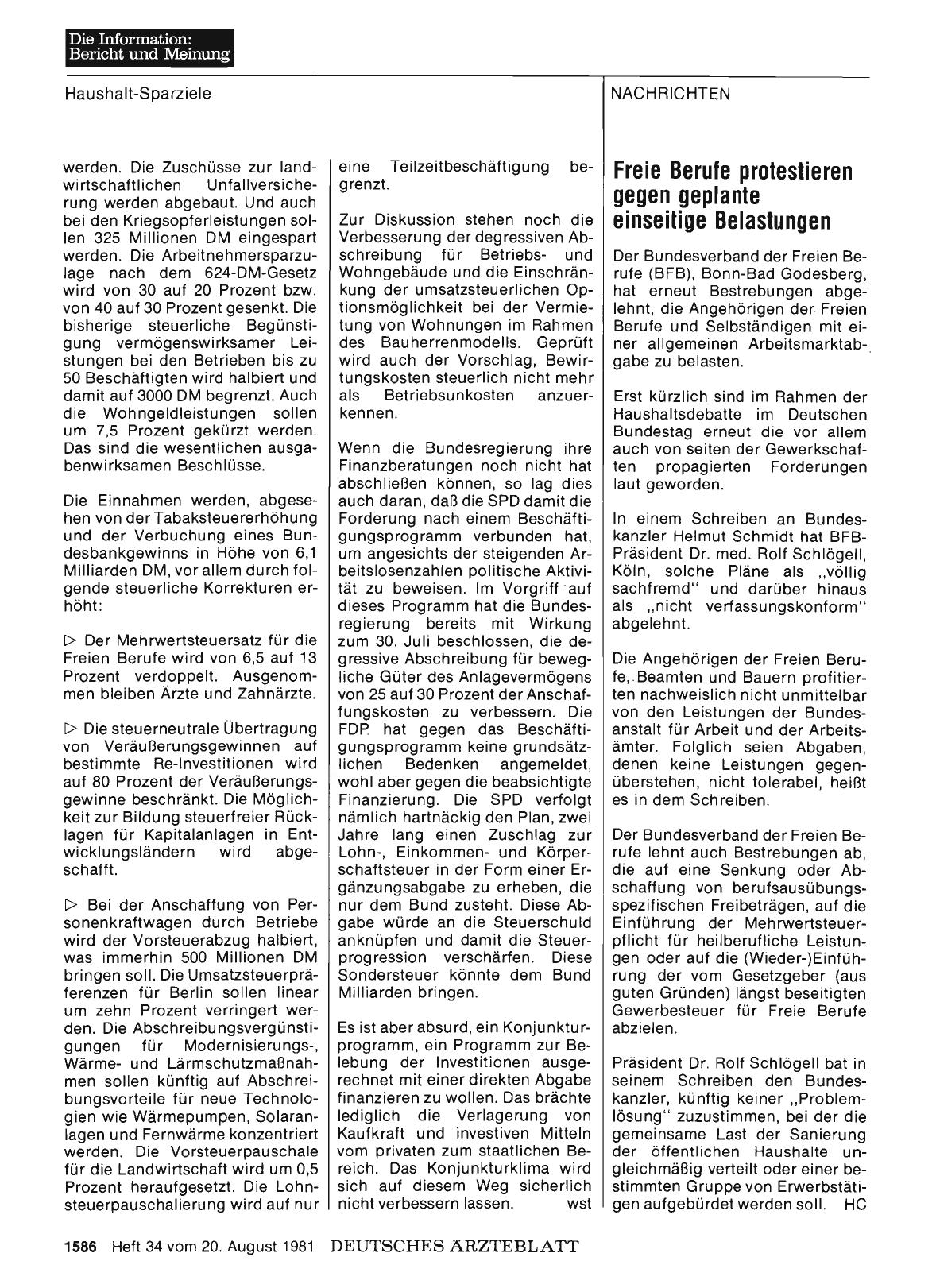 Vorschauseite 1: Freie Berufe protestieren gegen geplante einseitige Belastungen