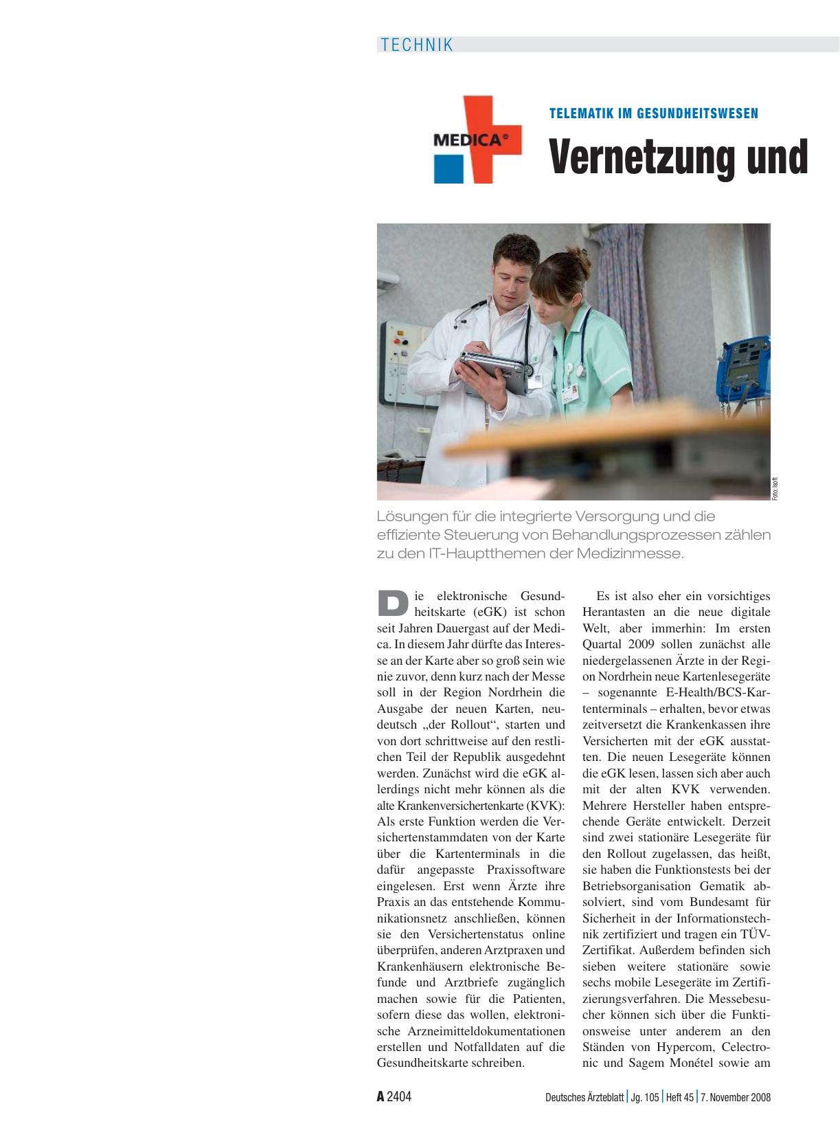 Vorschauseite 1: Telematik im Gesundheitswesen: Vernetzung und Kooperation