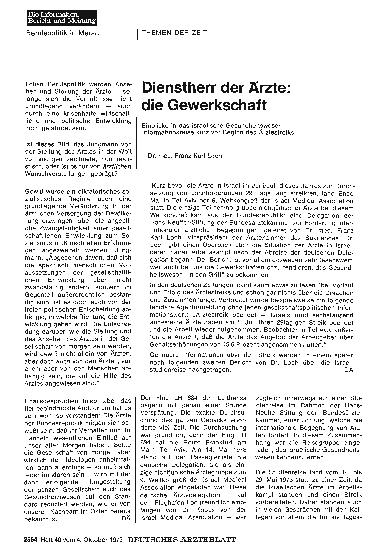 Vorschauseite 1: Dienstherr der Ärzte: die Gewerkschaft