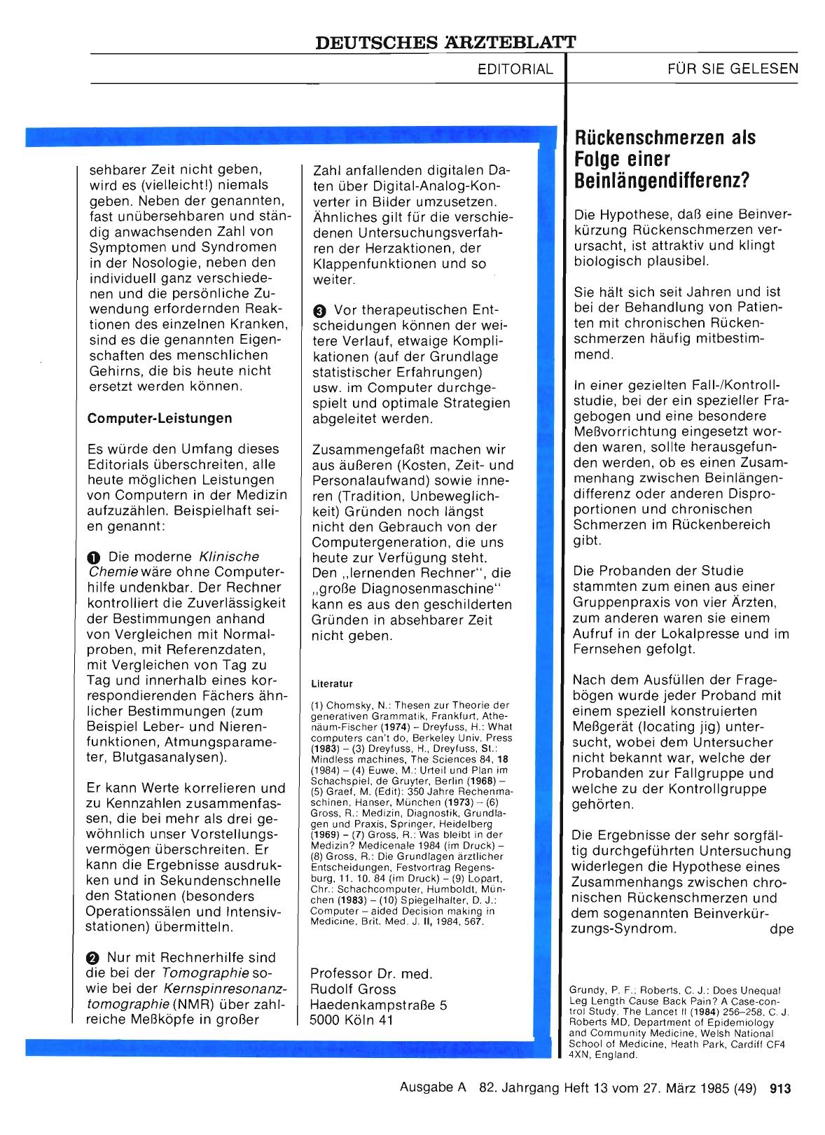 Vorschauseite 1: Rückenschmerzen als Folge einer Beinlängendifferenz?
