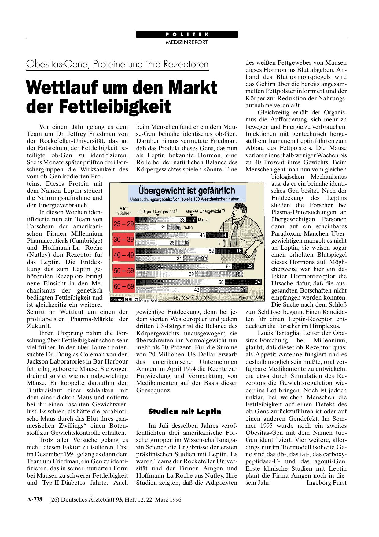 Vorschauseite 1: Obesitas-Gene, Proteine und ihre Rezeptoren: Wettlauf um den Markt der Fettleibigkeit