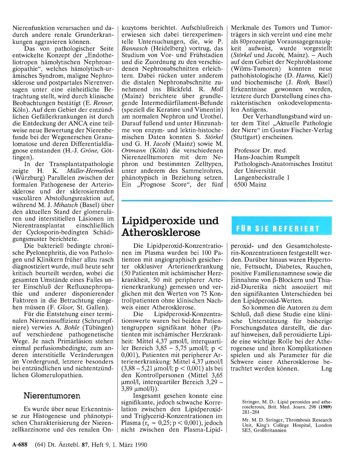 Vorschauseite 1: Lipidperoxide und Atherosklerose