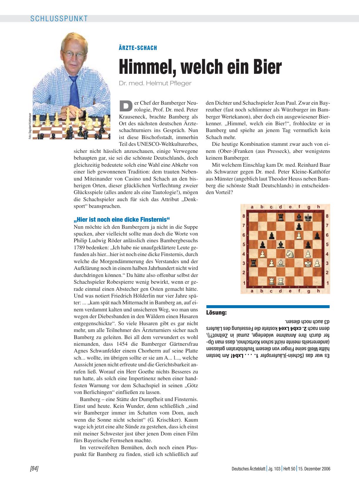 Vorschauseite 1: Ärzte-Schach: Himmel, welch ein Bier