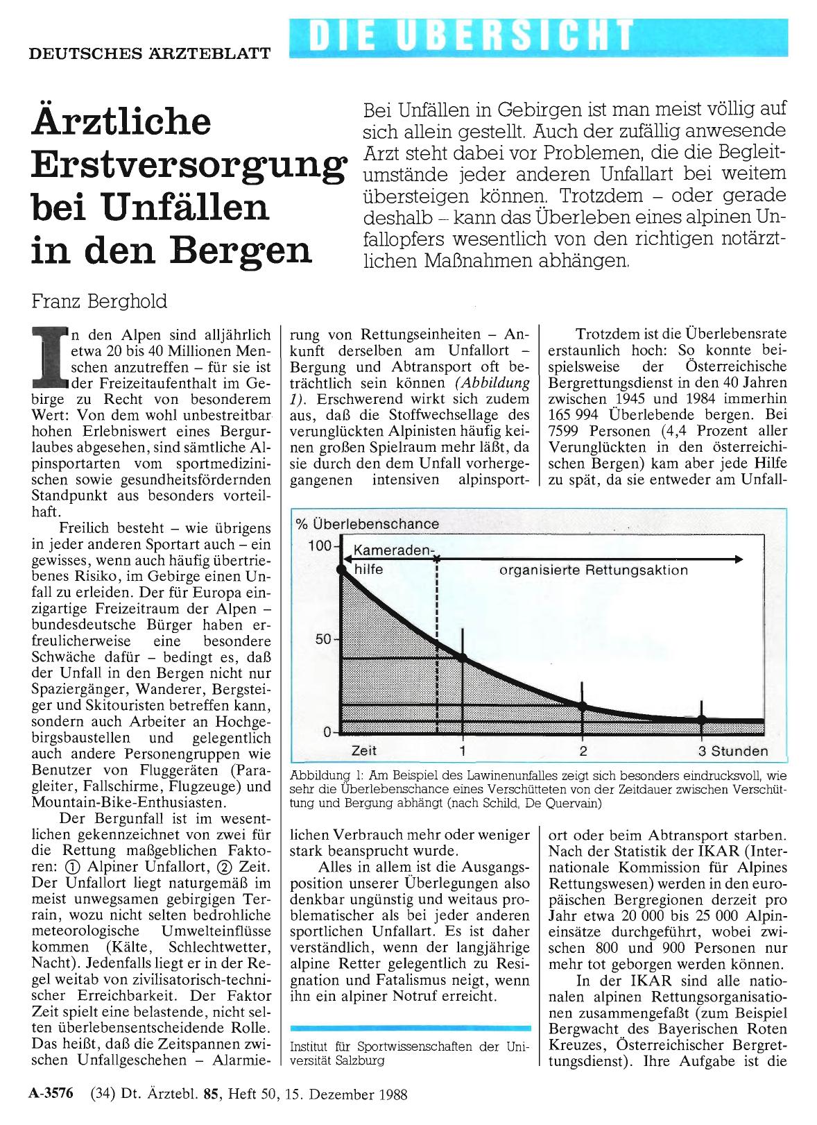 Vorschauseite 1: Ärztliche Erstversorgung bei Unfällen in den Bergen