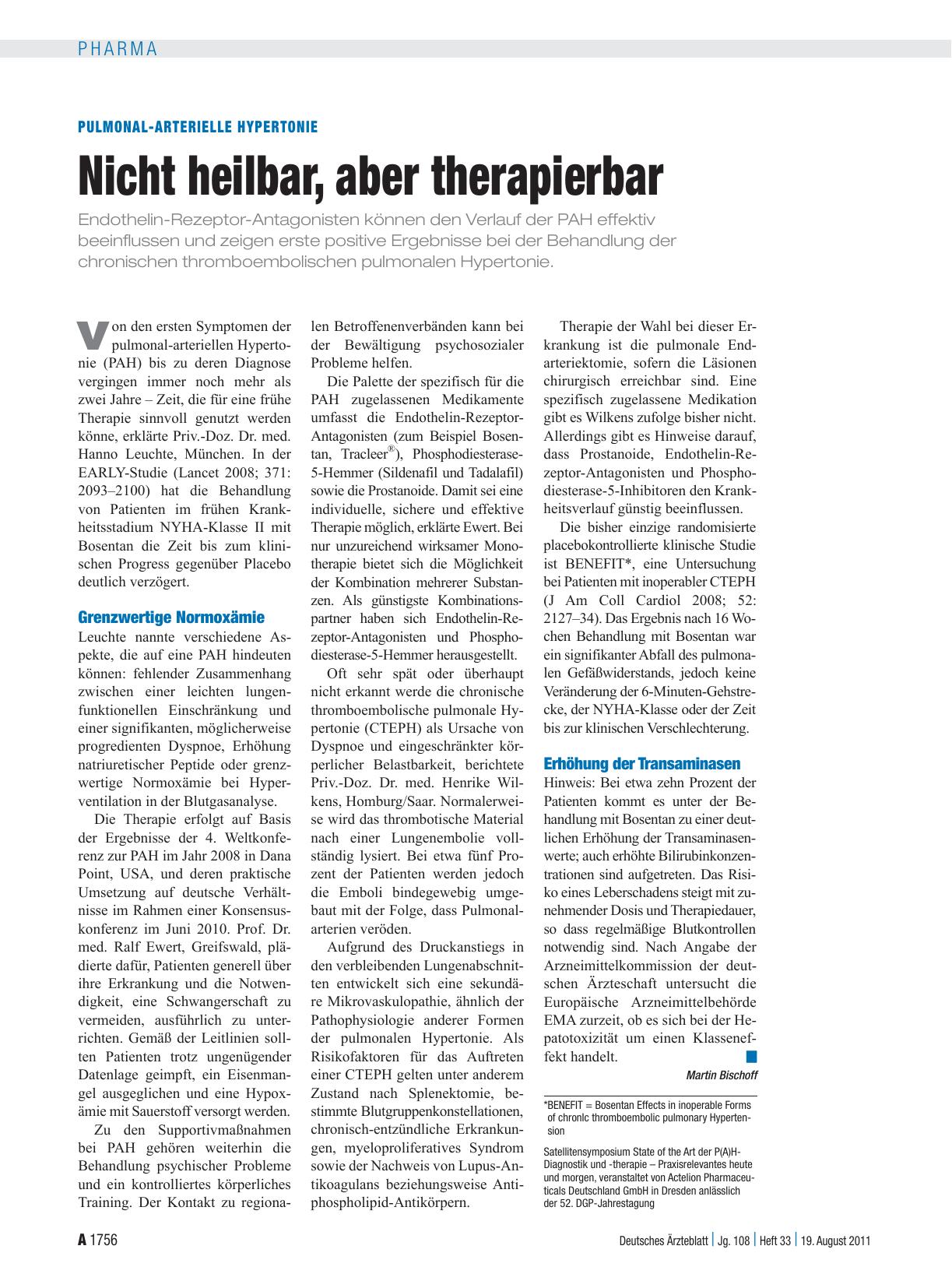Vorschauseite 1: Pulmonal-arterielle Hypertonie: Nicht heilbar, aber therapierbar