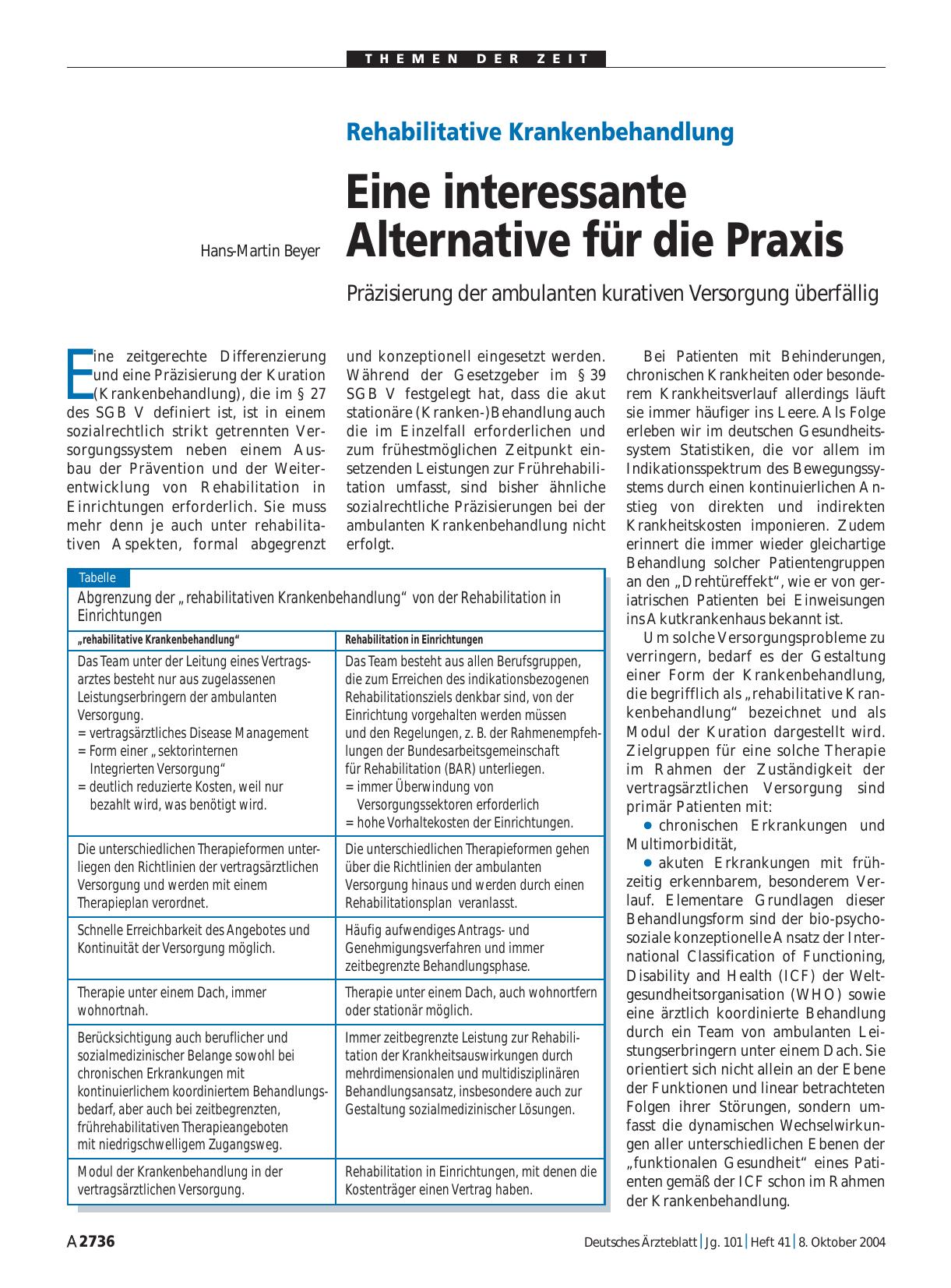 Vorschauseite 1: Rehabilitative Krankenbehandlung: Eine interessante Alternative für die Praxis