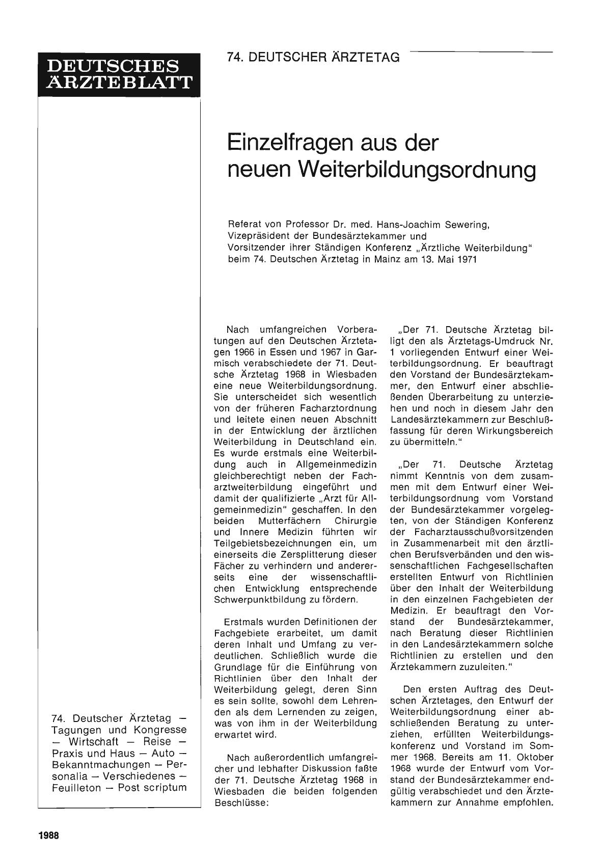 Vorschauseite 1: Einzelfragen aus der neuen Weiterbildungsordnung
