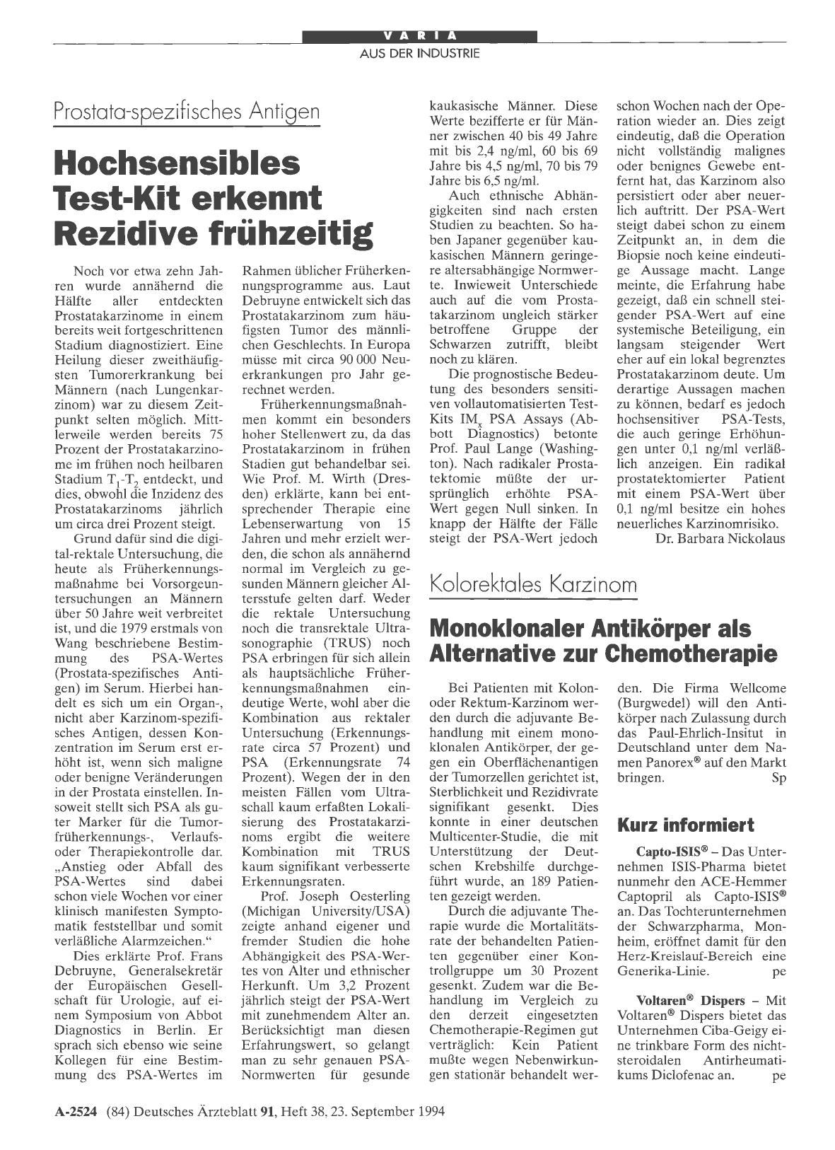 Vorschauseite 1: Kolorektales Karzinom: Monoklonaler Antikörper als Alternative zur Chemotherapie