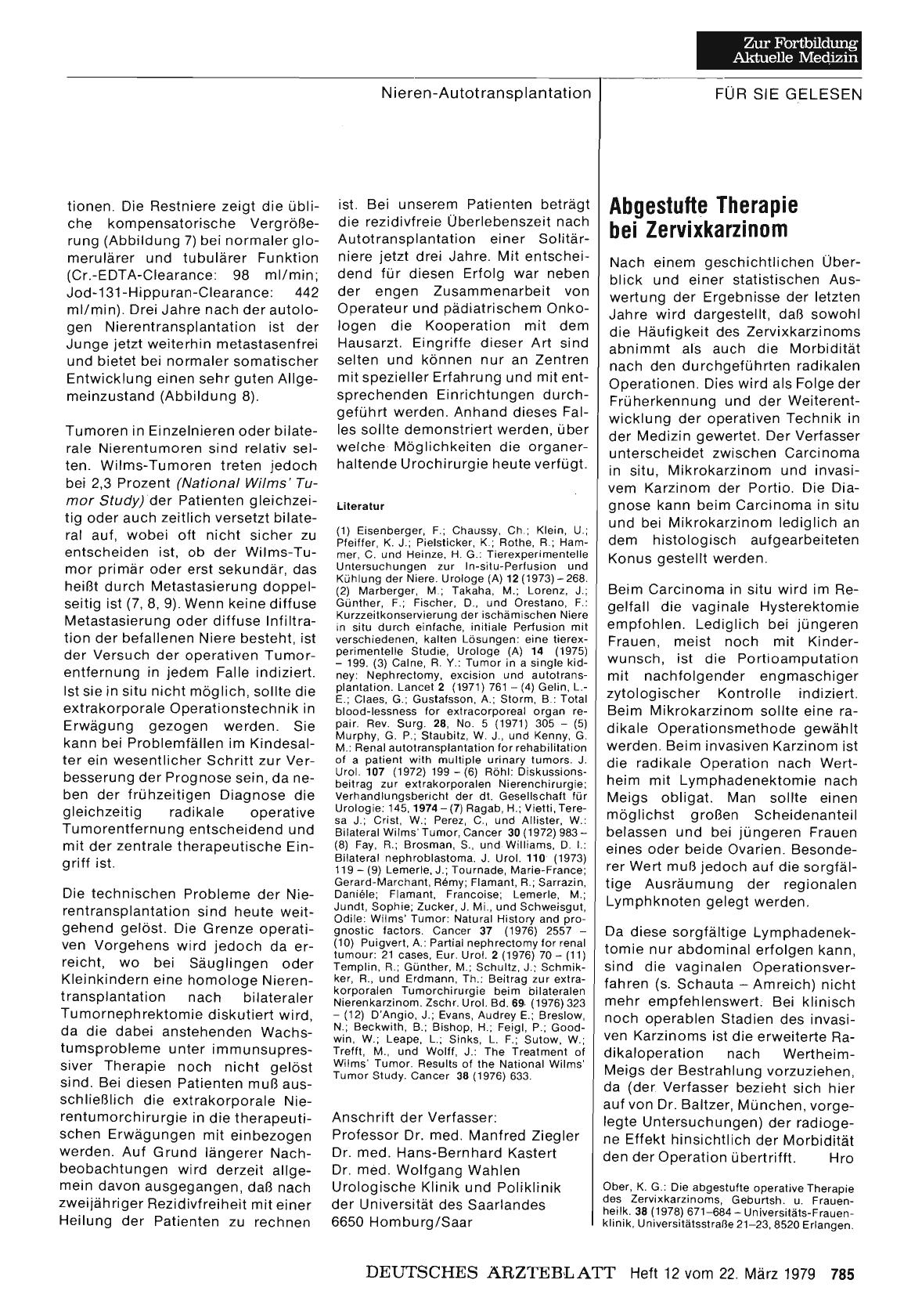 Vorschauseite 1: Abgestufte Therapie bei Zervixkarzinom