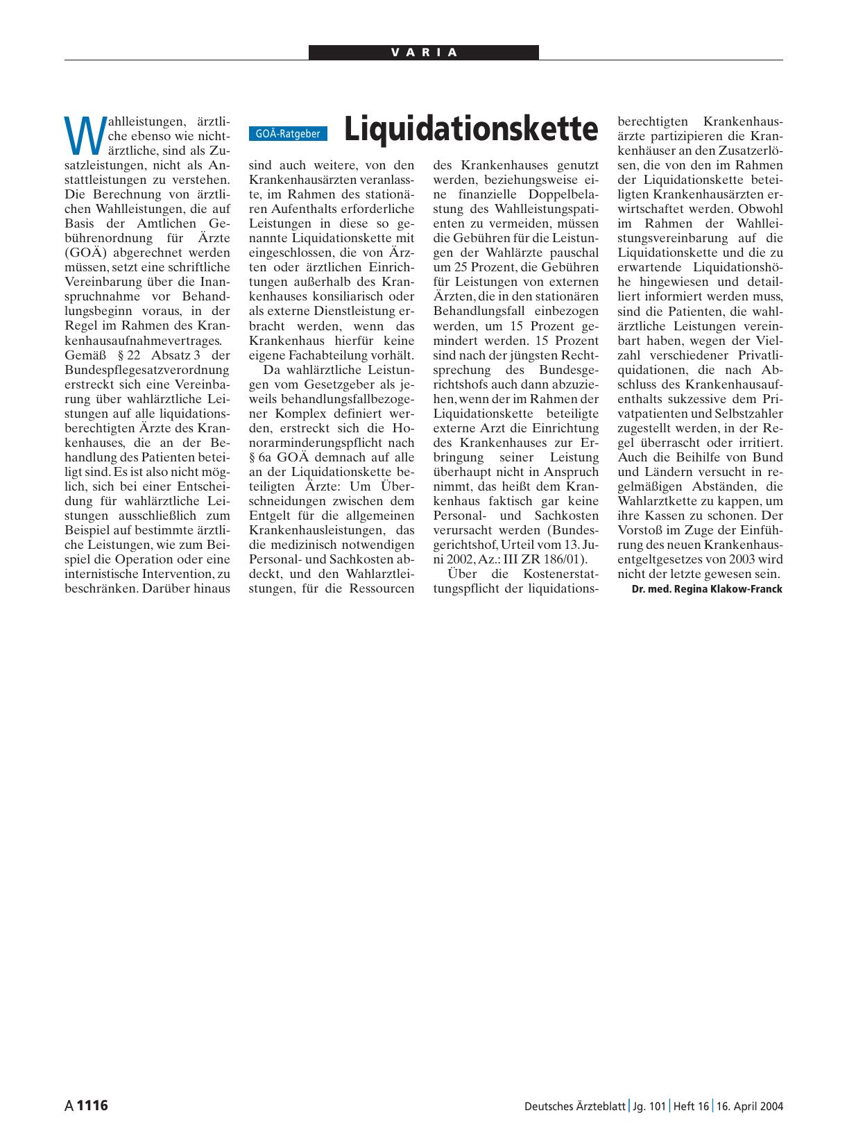 Vorschauseite 1: Liquidationskette