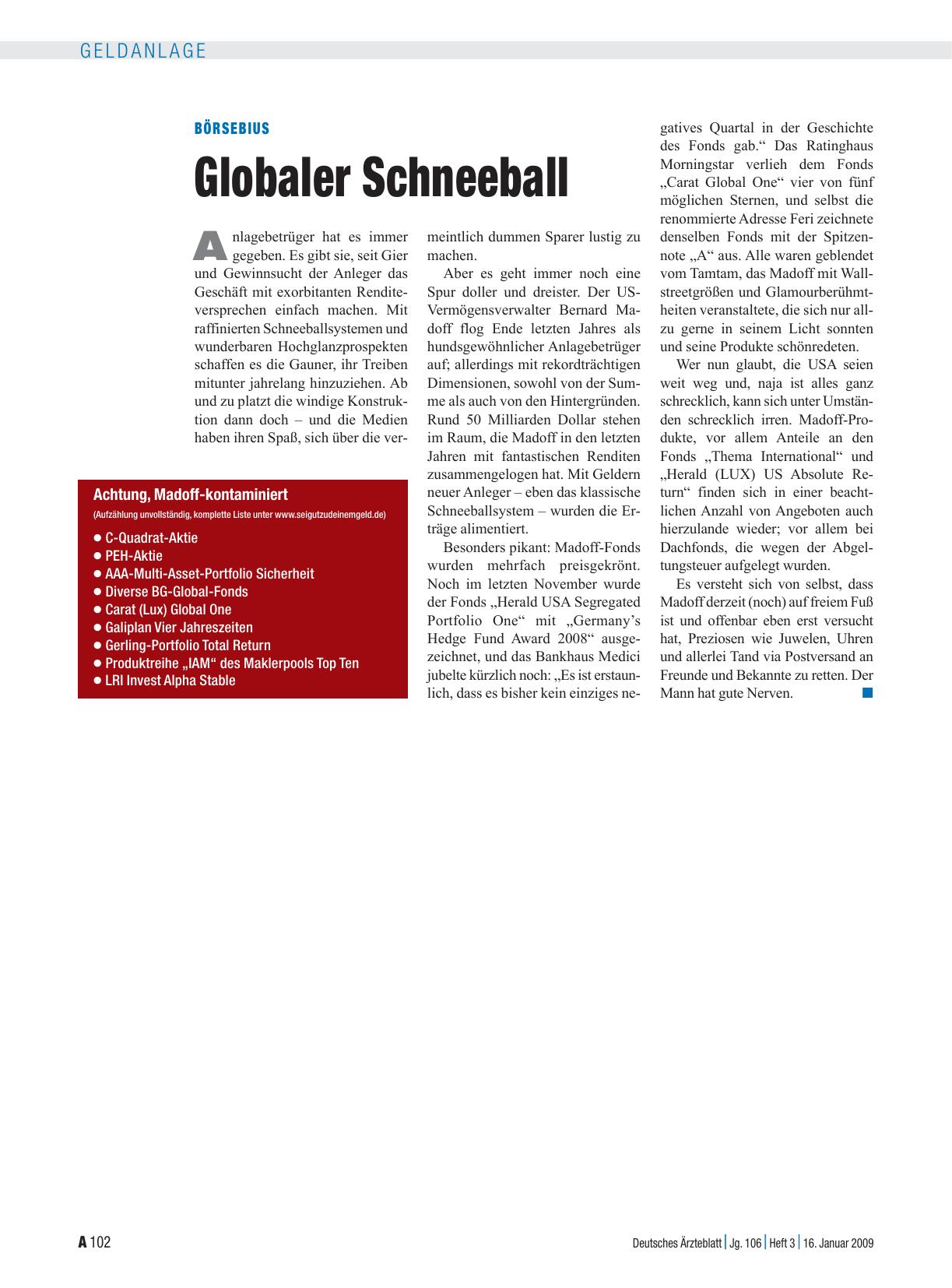 Vorschauseite 1: Börsebius: Globaler Schneeball