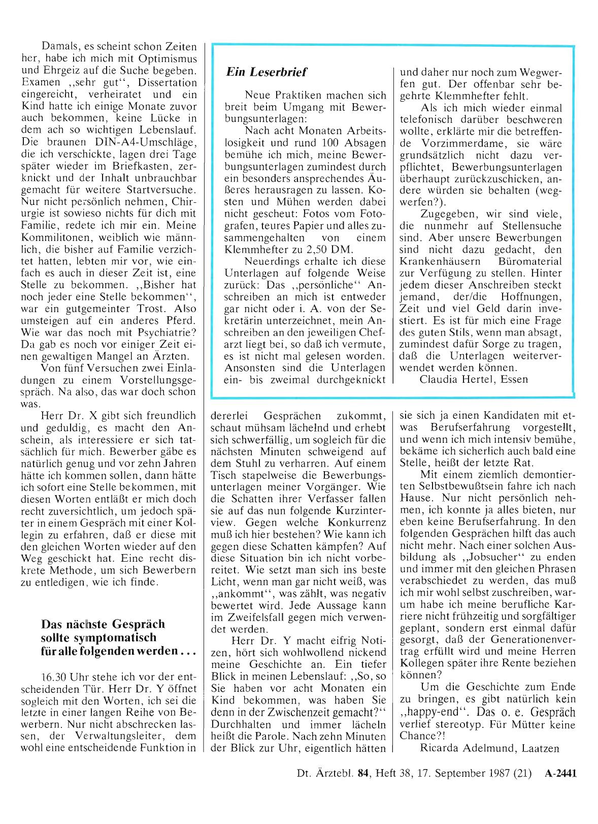 Vorschauseite 1: Ein Leserbrief