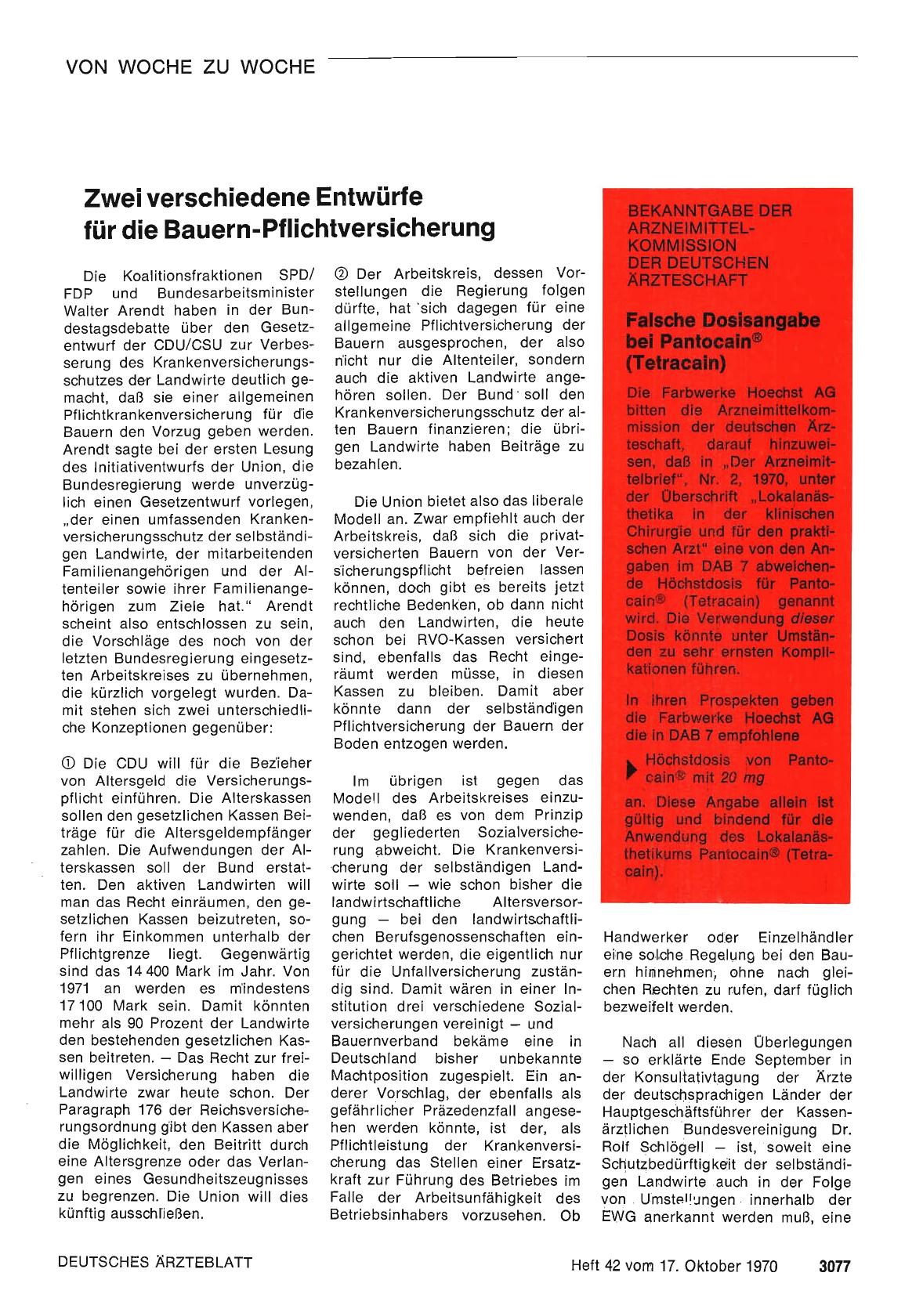 Vorschauseite 1: Zwei verschiedene Entwürfe für die Bauern-Pflichtversicherung
