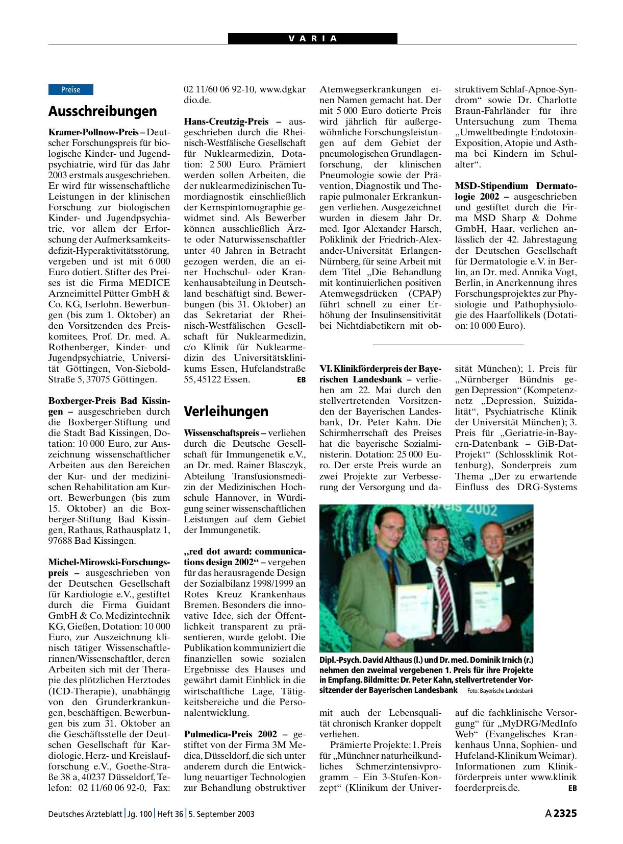 Vorschauseite 1: Ausschreibungen