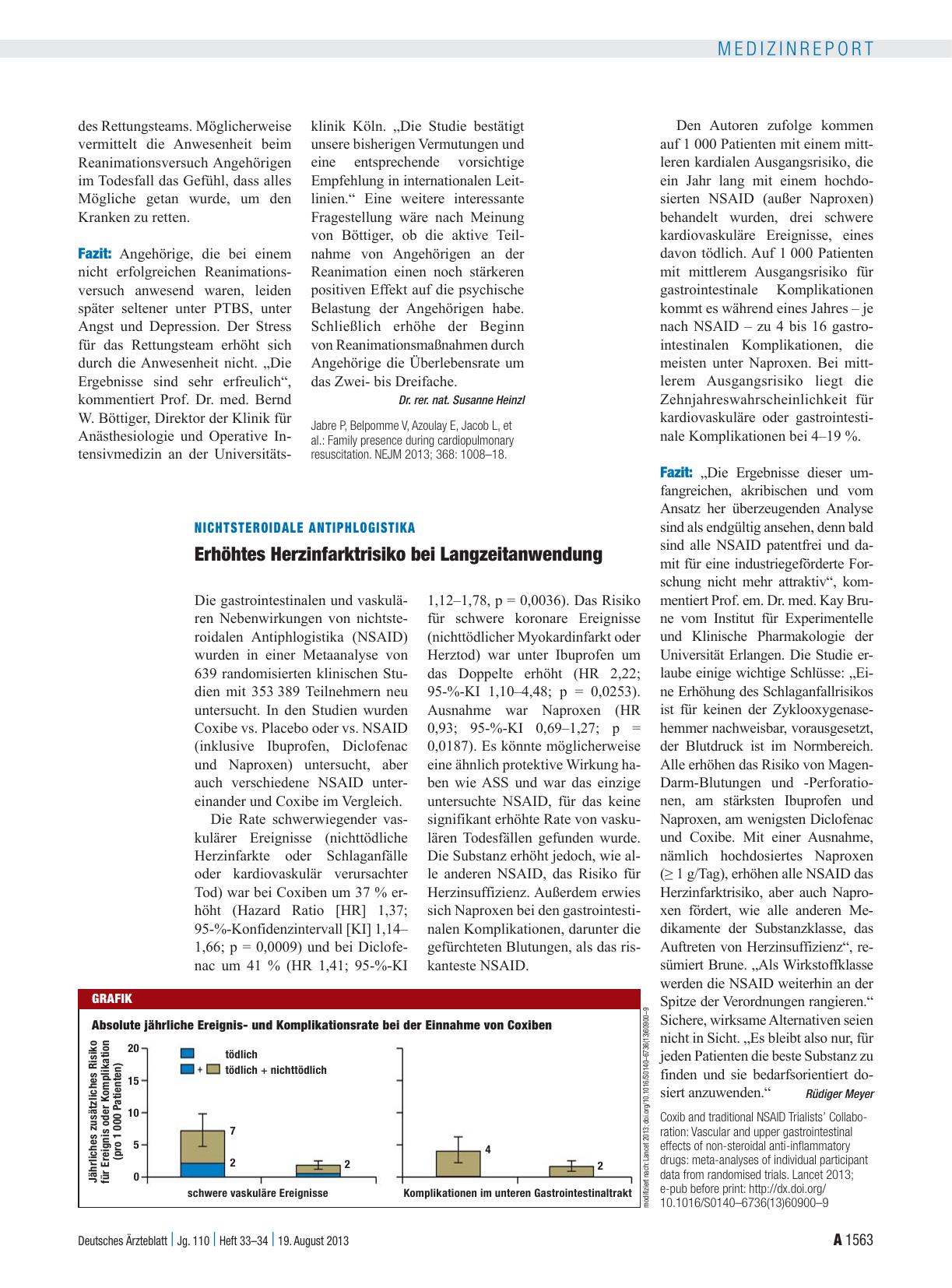 Vorschauseite 1: Nichtsteroidale Antiphlogistika: Erhöhtes Herzinfarktrisiko bei Langzeitanwendung
