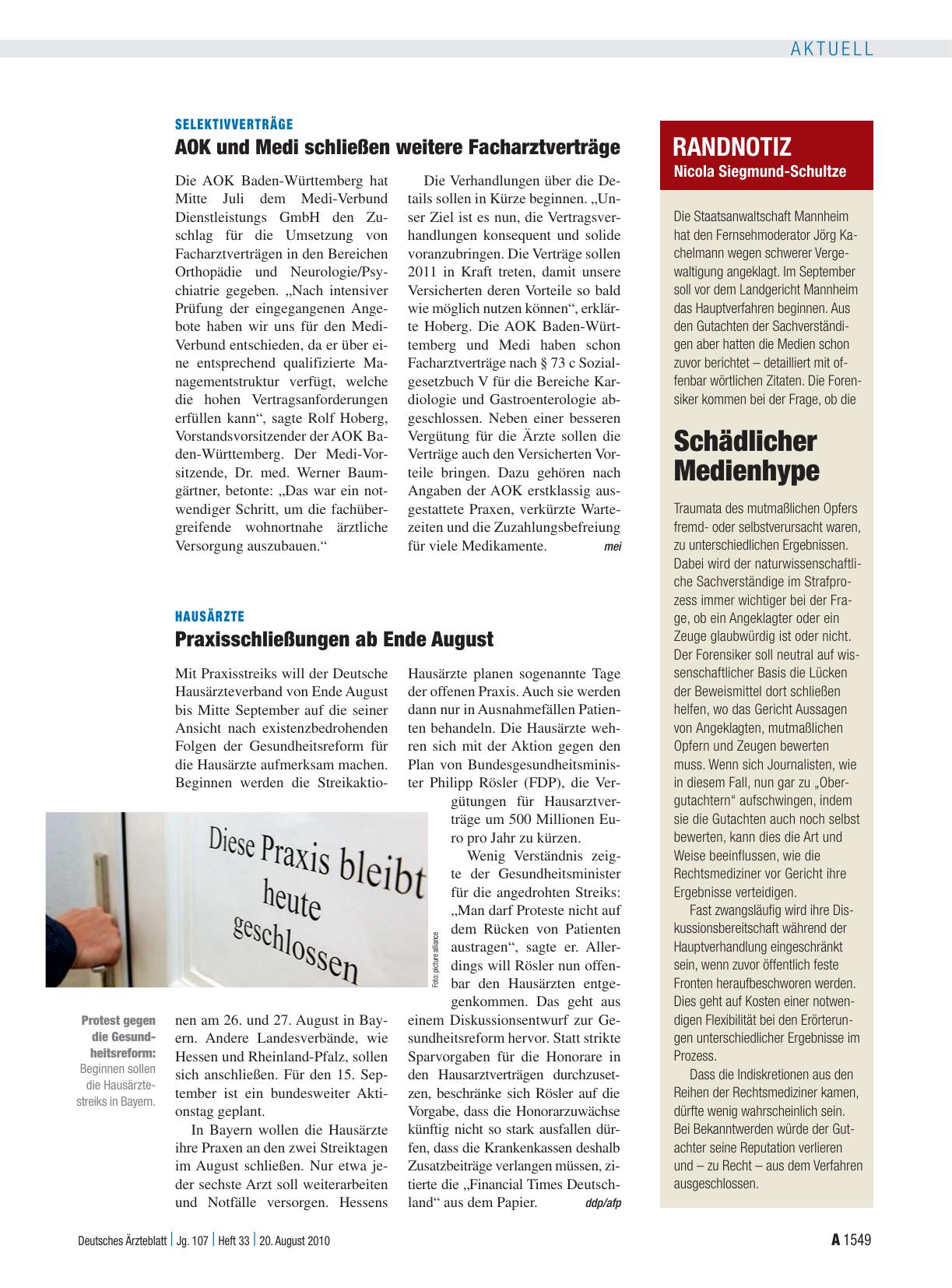 Vorschauseite 1: Hausärzte: Praxisschließungen ab Ende August