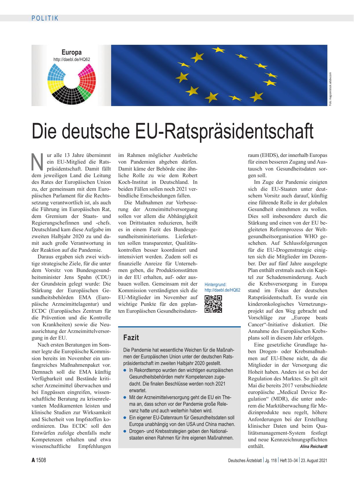 Vorschauseite 1: Die deutsche EU-Ratspräsidentschaft