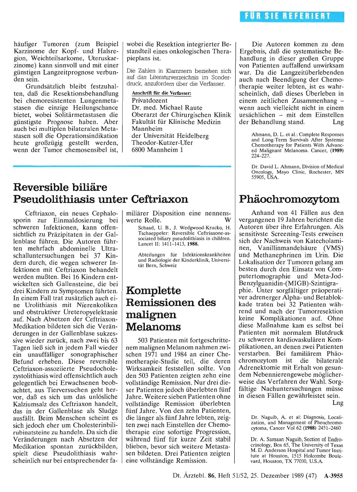 Vorschauseite 1: Komplette Remissionen des malignen Melanoms