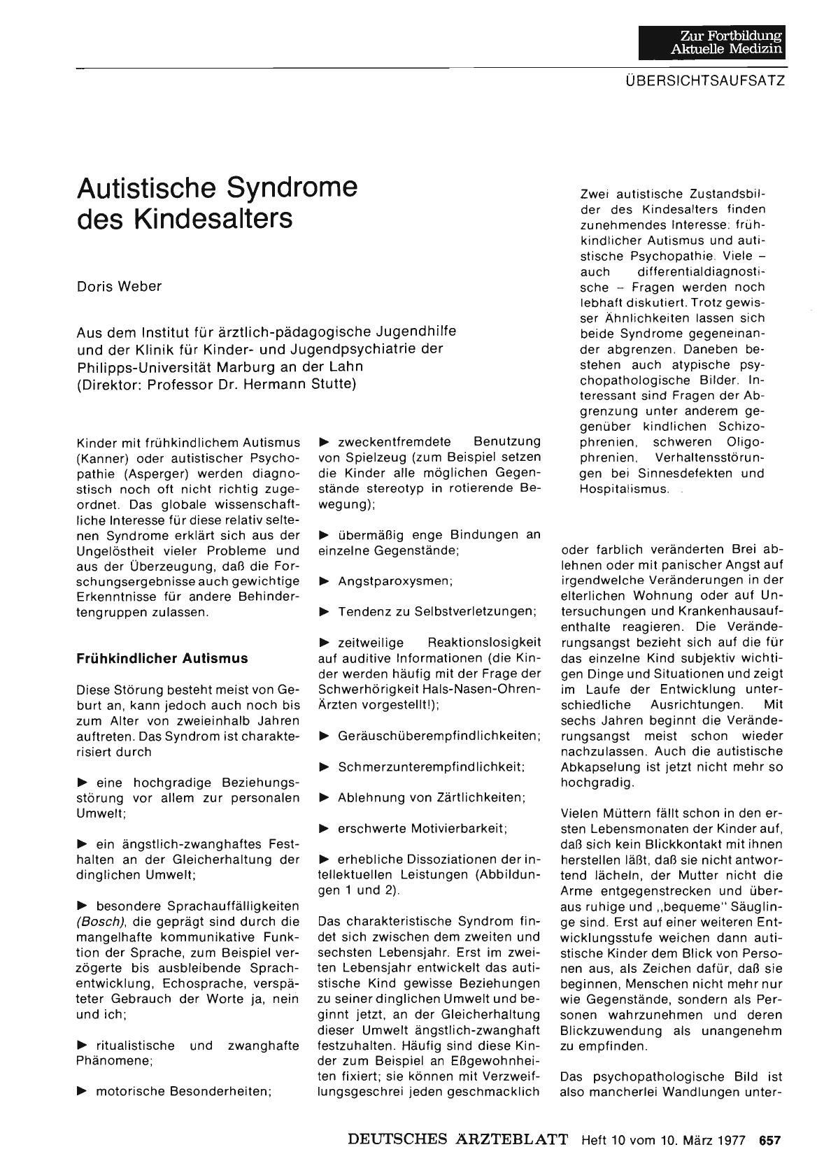 Vorschauseite 1: Autistische Syndrome des Kindesalters
