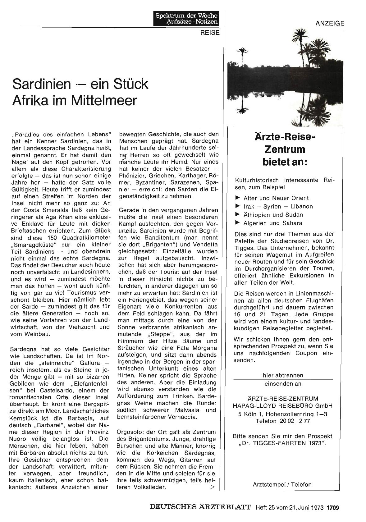 Vorschauseite 1: Sardinien — ein Stück Afrika im Mittelmeer