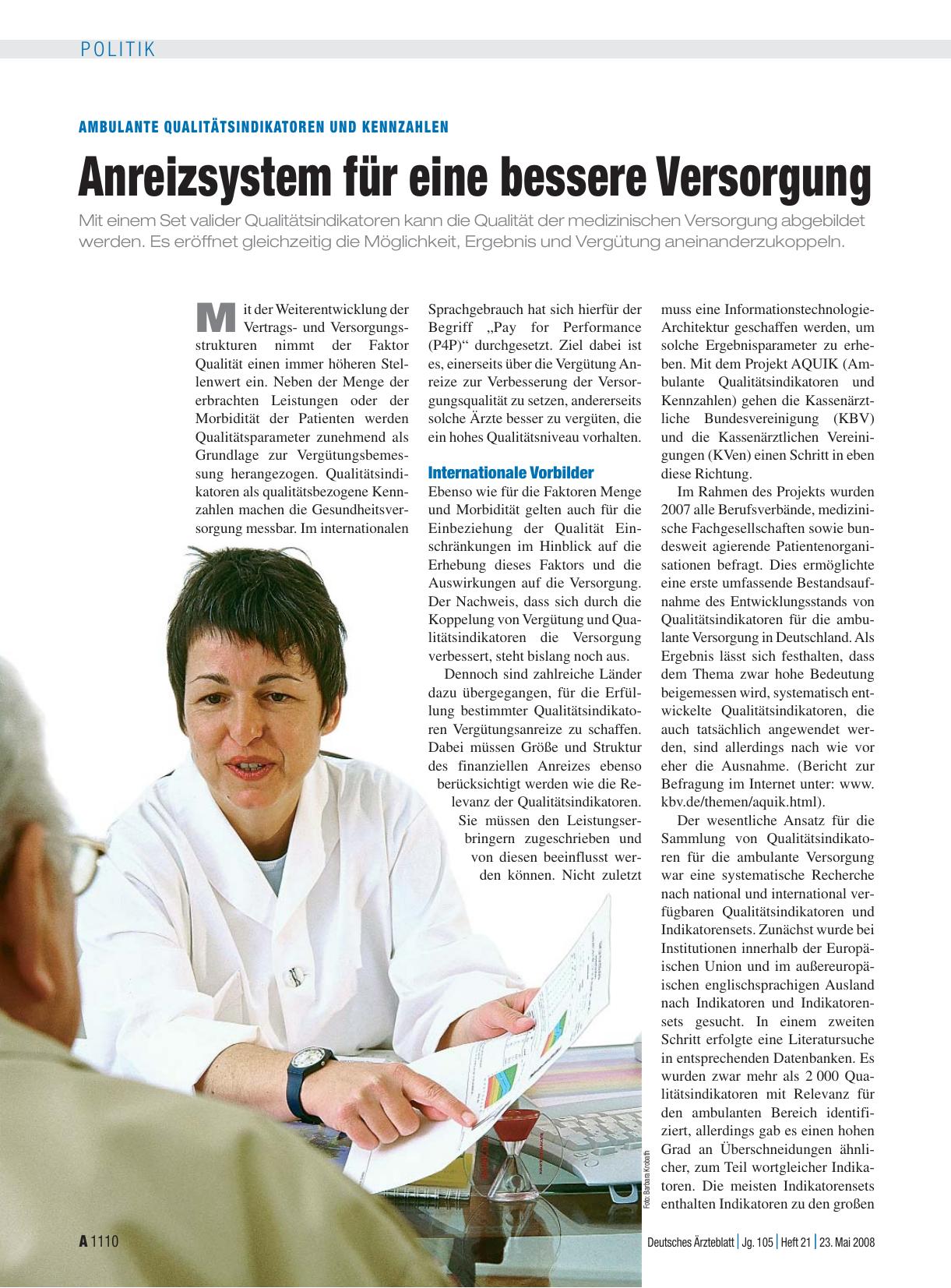 Vorschauseite 1: Ambulante Qualitätsindikatoren und Kennzahlen: Anreizsystem für eine bessere Versorgung