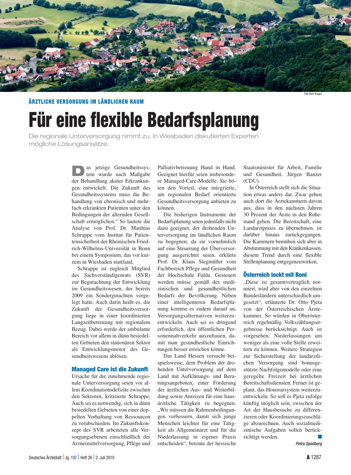 Vorschauseite 1: Ärztliche Versorgung im ländlichen Raum: Für eine flexible Bedarfsplanung